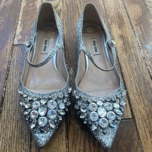 Miu Miu - Crystal Pointy Toe Mary Jane - 38.5/8